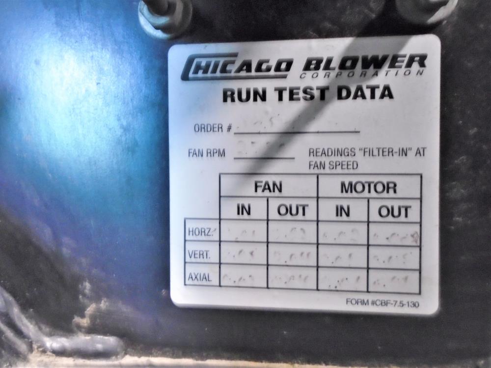 Chicago Blower Size 11 Industrial Fan with 7.5 HP Baldor Reliance Motor